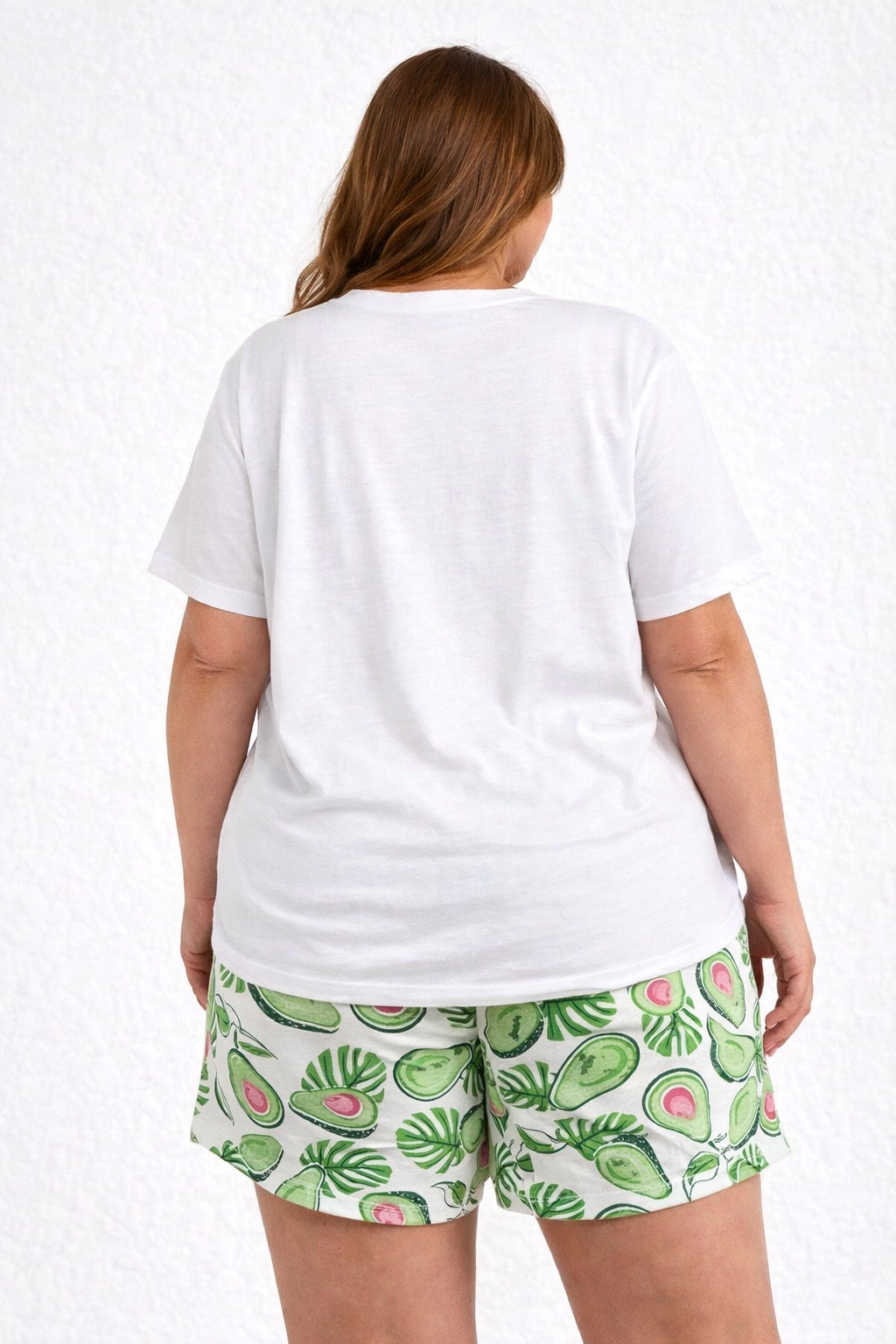 Dámské bavlněné pyžamo Avokádo – pohodlný set tričko + kraťasy (100% bavlna)